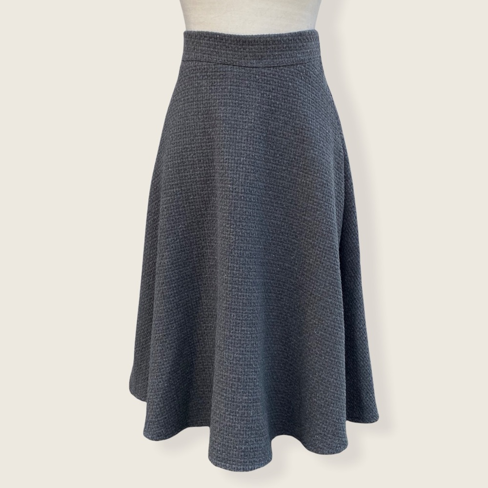 NWT Oak + Fort Women’s A-Line Dark Gray Waffle Knit Midi Skirt XS